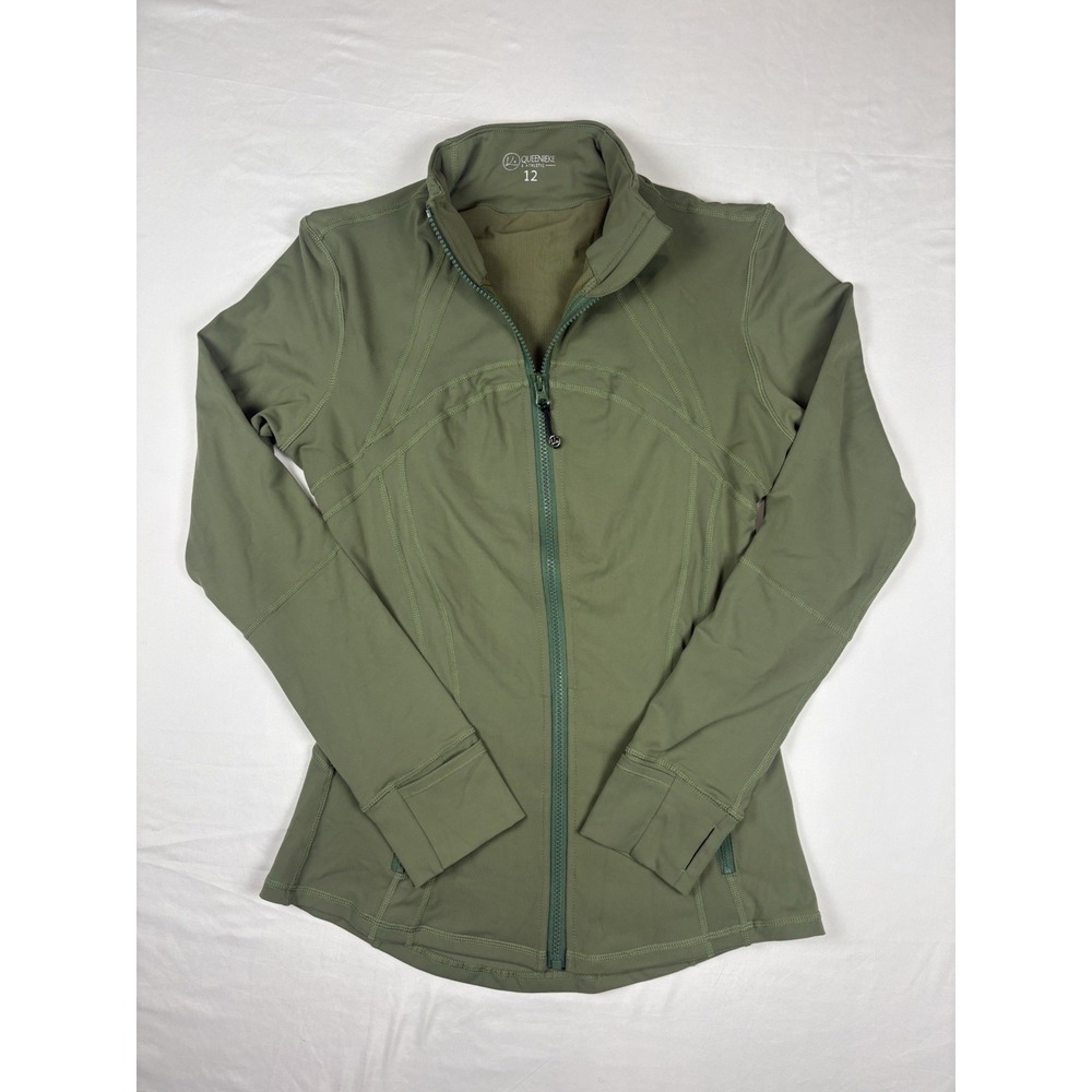 Queenieke Women's Sports  Define Pro Fitted Zip Up Workout Jacket Sz 12 Green